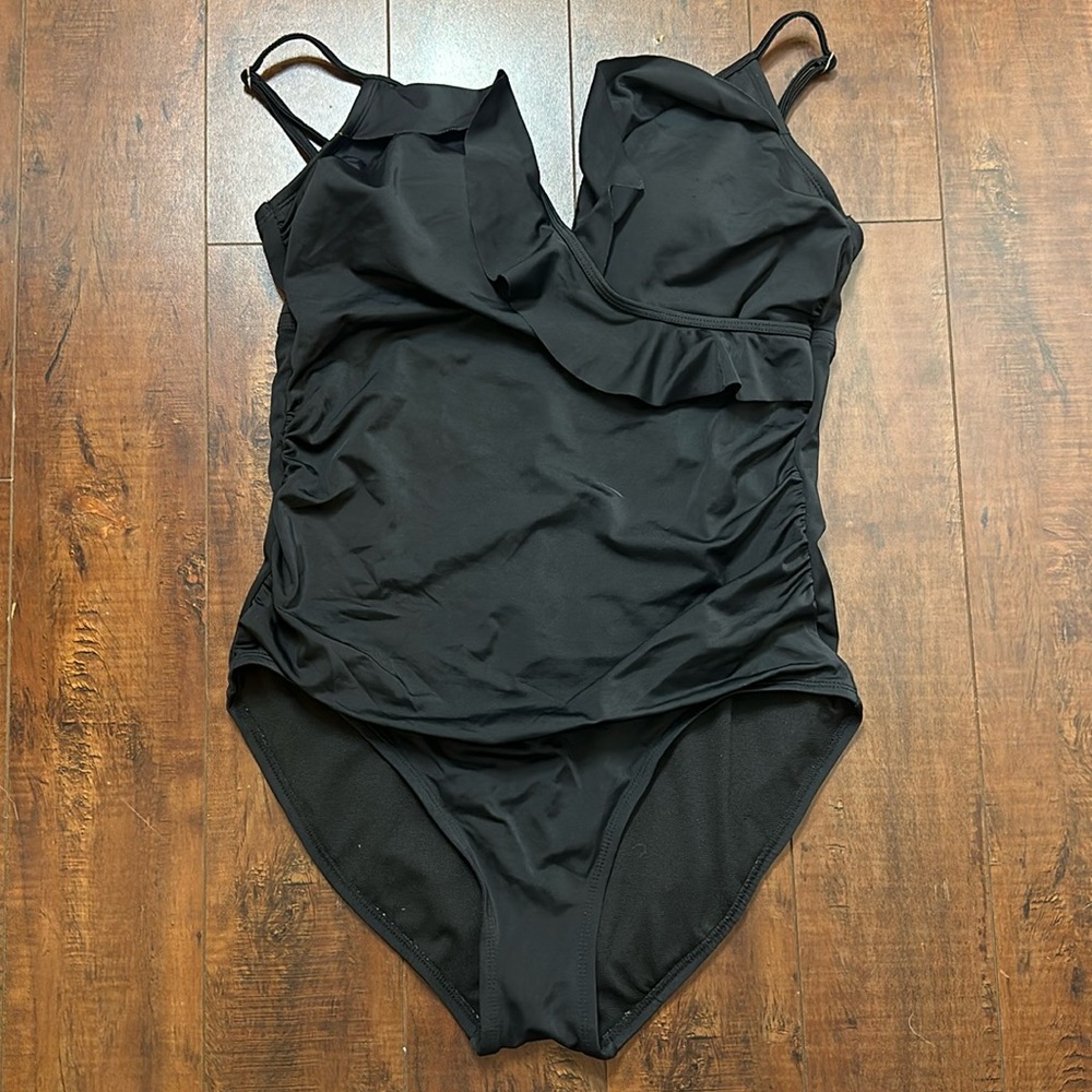 Time and Tru One Piece Black Swimsuit